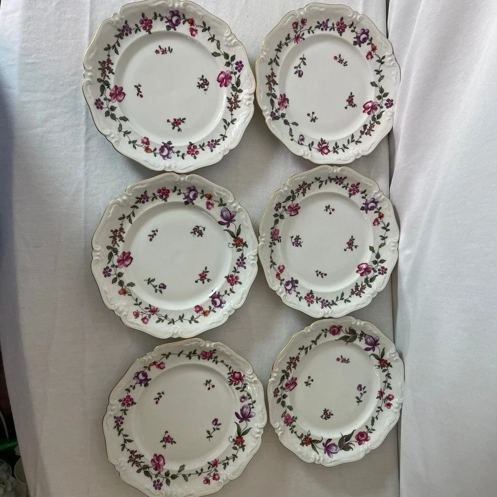 Floral Porcelain Plates with Gold‎ Trim, Decorative Serving Dishes 20 piece set